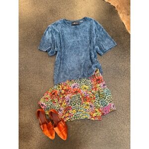 Sag Harbor Womens Blue Knit Short Sleeve Sweater Top